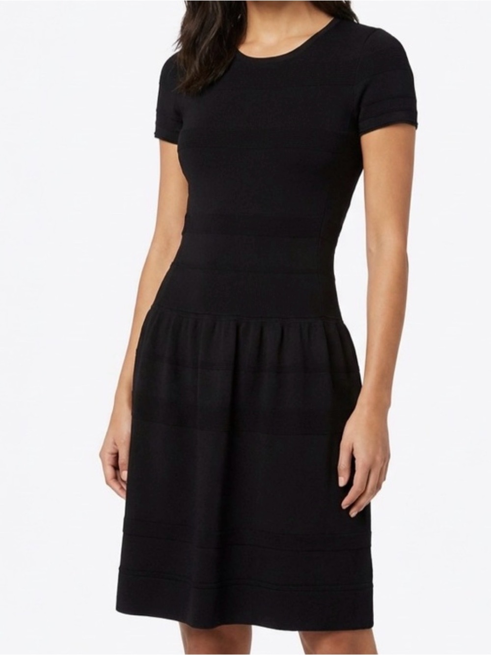 J Mclaughlin Classic Black Short-Sleeve Midi Dress Retail $238